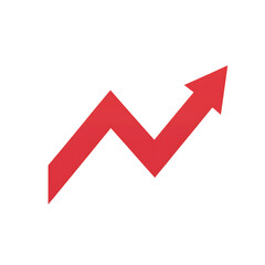 Red upward arrow graph showing rising trend