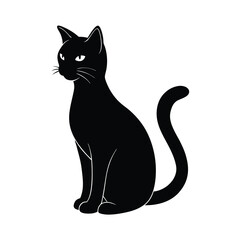 Obraz premium silhouette of a cat sitting on white background