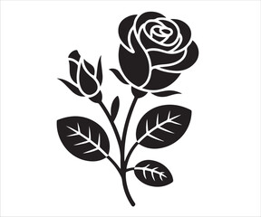 Obraz premium Icon of a blooming rose and bud, symbolizing natural beauty and elegance.