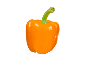 Bright orange bell pepper isolated on transparent background