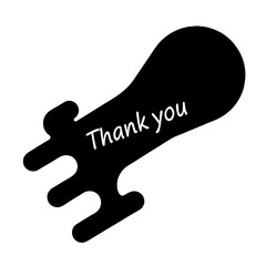 Abstract black thank you graphic with rounded edges on white background