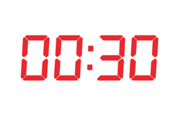 Red digital timer showing 00:30 on transparent background