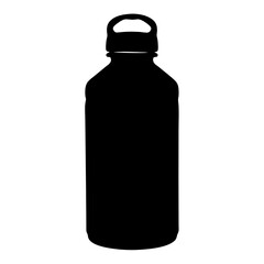 Black silhouette of a reusable water bottle for hydration and fitness