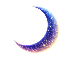 Moon crescent icon, silhouette of moon with sparkle. vector illustration