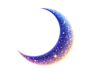 Moon crescent icon, silhouette of moon with sparkle. vector illustration