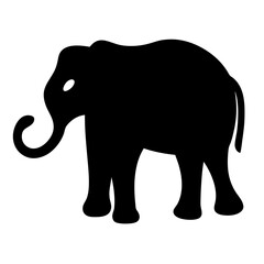Stylized black silhouette of an elephant in minimalist design on white