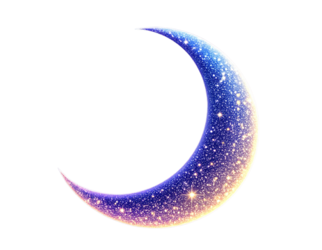 Moon crescent icon, silhouette of moon with sparkle. vector illustration