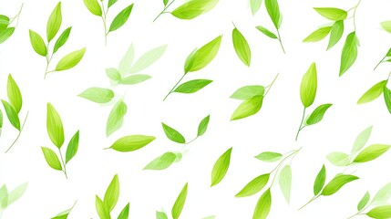 A repeating pattern of delicate green leaves.