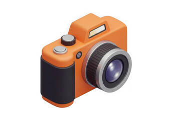 Orange digital camera isolated on transparent background