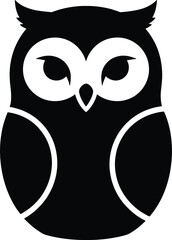 Fototapeta premium Black Owl Soft Rounded Shapes Simple Body Eyes Silhouette