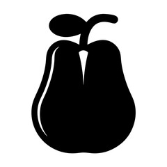 Stylized Simple Black Silhouette of a Rose Apple with a Leaf