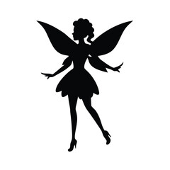 silhouette of a fairy on white background
