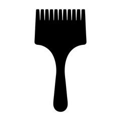 Stylized black silhouette image of a hair pick with a long handle