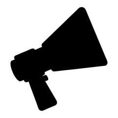 Black silhouette image of a classic megaphone for announcements or protests
