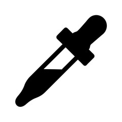 Silhouette of a Medicine Dropper with Fluid, Isolated on White Background