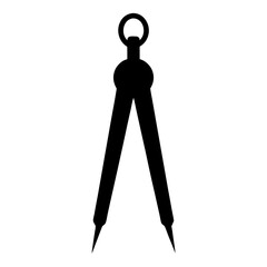 Black silhouette illustration of a mathematical compass drafting tool on a white background