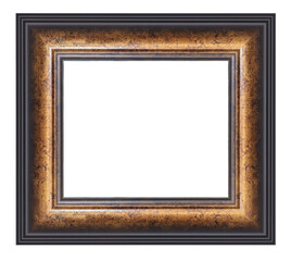 Old style vintage golden frame isolated on a white background
