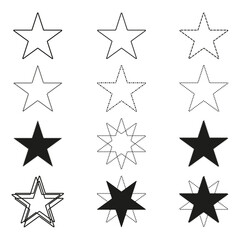 Set of Festive dotted star vector illustration