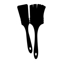 Silhouette art featuring two paintbrushes, symbolizing creativity and artistic expression in vector format