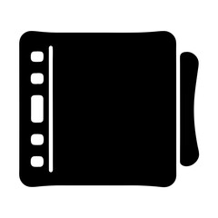 Silhouette of a drawing tablet with stylus, perfect for digital art