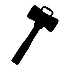 Silhouette of a heavy rubber mallet with handle used for construction
