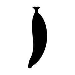 Dramatic silhouette of a single plantain fruit against a clean white background