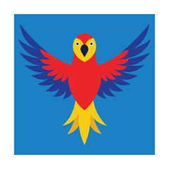 Obraz premium Flat design red blue yellow parrot with open wings