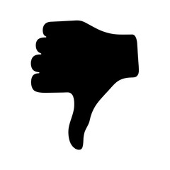 Silhouette of a hand with thumb down representing disapproval and rejection