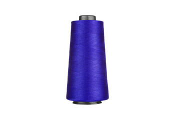 Vibrant blue thread spool on a black background