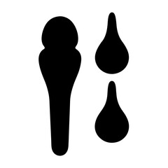 Black silhouette drawing showing a flower bulb and tear drop shapes arrangement