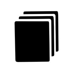 Three documents stacked on top of each other, representing files or pages