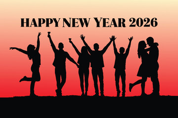 Happy New Year 2026 Party Celebration Vector .