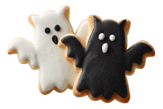 Delicious sugar cookies shaped like playful ghosts and bats perfect for Halloween parties and gatherings, delighting guests of all ages