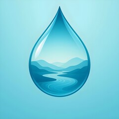 Fototapeta premium World Water Day Illustration River Inside Water Droplet Water Conservation Concept