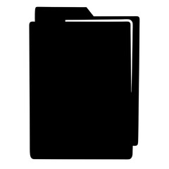 Black silhouette of two files folder for document management system
