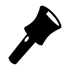 Sleek black silhouette of a classic flashlight design against white backdrop