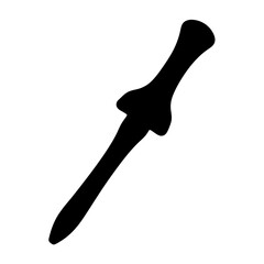 Black silhouette of a stylized sword or knife with decorative handle