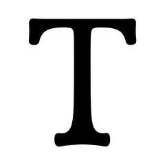 The Letter T in a Bold Black Font on a White Background