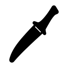 Stylized black dagger silhouette isolated on white, representing cutting and defense
