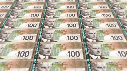 Canadian Dollar banknotes Animation.. Money falling down animation. Canadian Dollar Banknotes falling - Powered by Adobe