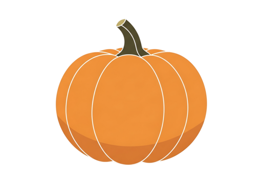 Vibrant orange pumpkin against a stark black background, showcasing a simple, stylized design. - Powered by Adobe