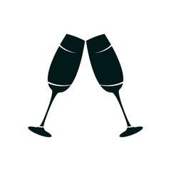 Black silhouettes of wine glasses.