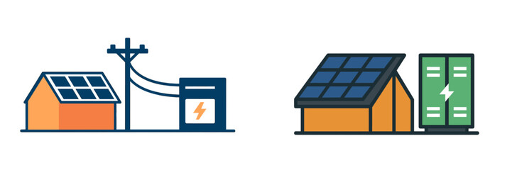 Home Solar Panel Energy System, Minimalist flat design © Mark
