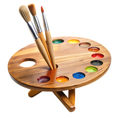 Paint Brush Stand With Stained Palette