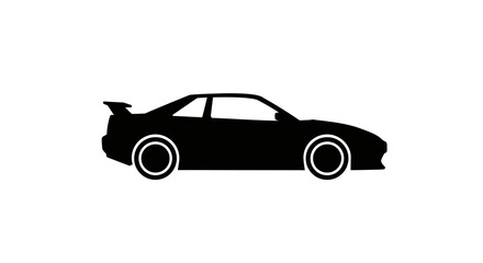 Sports Car Side View Black Silhouette Graphic Illustration