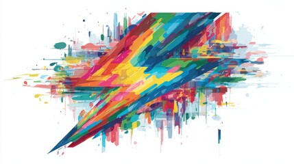 A colorful lightning bolt design bursts with energy, combining multiple hues and dynamic brush strokes that evoke a sense of movement and excitement, perfect for artwork enthusiasts.