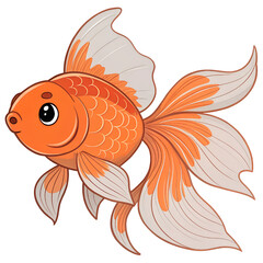 Illustration of a cartoon goldfish swimming in a graceful and elegant posture