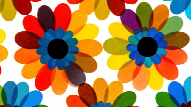 Vibrant Colorful Floral Pattern with Abstract Design on White Background for Decorative Backdrop and Springtime Illustration with Graphic Elements