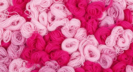 Twisted, swirling, messy pile of pink yarn, background pattern