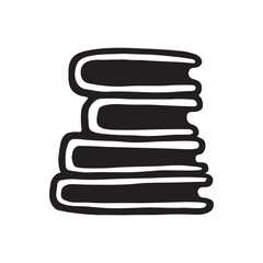 Doodle pile of books icon hand drawn in flat style. Vector illustration isolated on white background